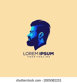 awesome face man logo design vector