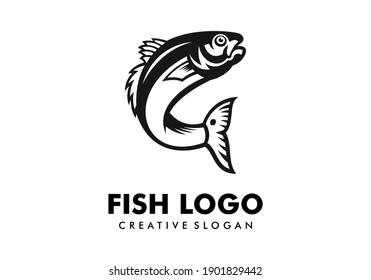 Awesome Fish Silhouette Logo Design Template Stock Vector (Royalty Free ...