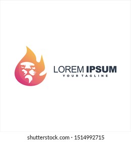 awesome flame lion logo design