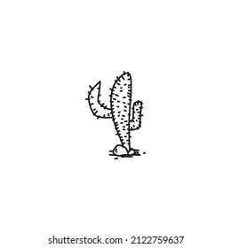 Awesome Flat Cactus Line Art Icon