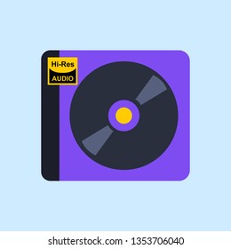 Awesome flat design music disk with high resolution logo symbol