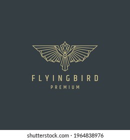 Awesome Flying Bird line art polygonal logo icon design template vector illustration