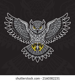 Awesome Flying Owl Vector Illustration