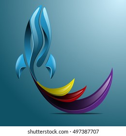 Awesome flying rocket logo eps10 vector
