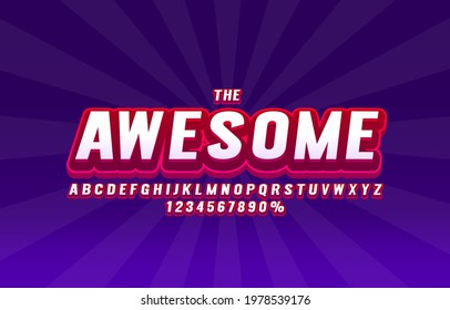 The Awesome font set collection, letters and numbers symbol. Vector illustration