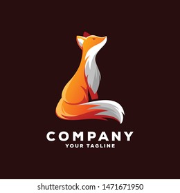 awesome fox gradient logo design