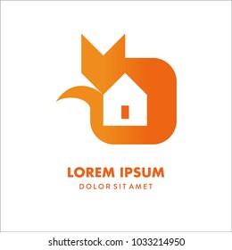 awesome fox logo, modern simple fox logo with house negative space, house and fox logo