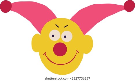 Awesome funny clown with a strange face. Illustration in a modern drawn childish style