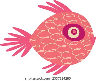 Impresionante pescado rojo gracioso con una cara, Ilustración en un estilo moderno chill dibujado a mano