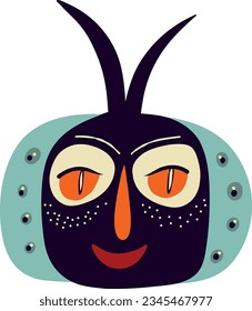 Awesome funny snail with a smiling face and big eyes, Baby Character, Illustration in a modern childish hand-drawn style