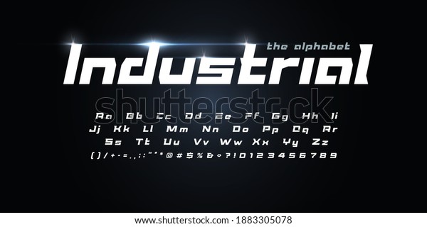 Awesome Futurism alphabet. Industrial geometric
font, techno type for modern futuristic logo, headline, monogram,
auto race lettering and typography. Speed italic letters, vector
typographic design