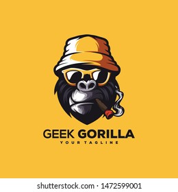 awesome geek gorilla logo design