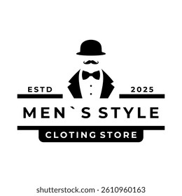 Awesome Gentleman Cloth Retro Style logo design vector template. Cloth Men Style logo design, Clothing Store logo design icon
