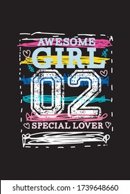 awesome girl,t-shirt design fashion vector