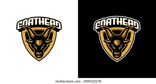 Awesome Goat Head Badge Mascot Modern Logo Design