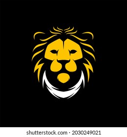 AWESOME GOLD LION HEAD LOGO MASCOT VECTOR ILLUSTRATION