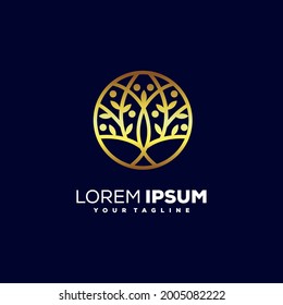 awesome golden tree logo design vector