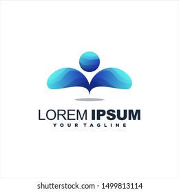 awesome gradient abstract logo design. blue.