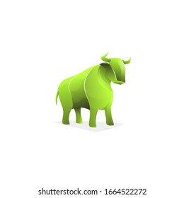  Awesome Gradient Bull Logo Design Professional, Green Bull Logo Modern