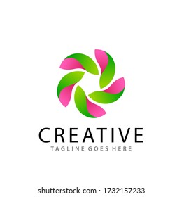 Impresionante Gradiente Floral Rose Leaf Company Modelo de diseño de logotipo moderno Premium