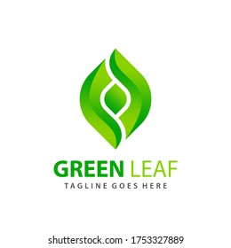 Ilustración vectorial del diseño del logotipo gráfico moderno de la hoja verde de degradado impresionante