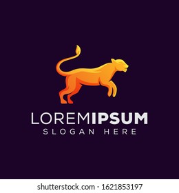 awesome gradient jaguar, tiger jump logo, cheetah jump animal logo design