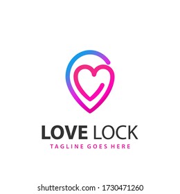 Awesome Gradient Love Location Modern Logo Design Template Vector