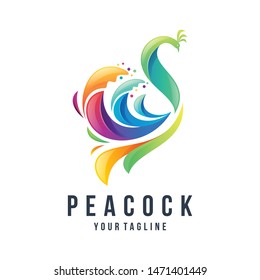 awesome gradient peacock logo design