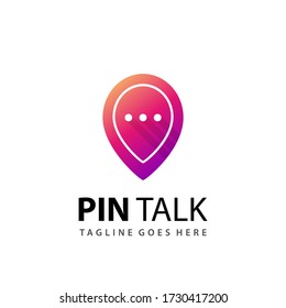 Awesome Gradient Pin Talk Modern Logo Design Template Vector