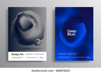 Awesome gradient posters with a sense of depth. Trendy design flyer with futuristic shapes.Vector