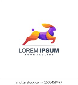 awesome gradient rabbit logo design