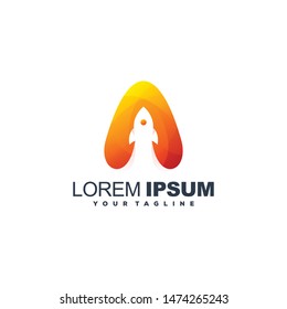 awesome gradient rocket logo design
