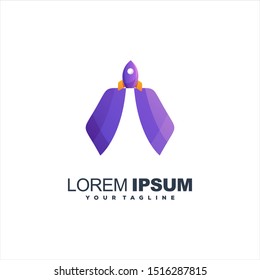 awesome gradient rocket logo design