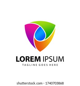 Awesome Gradient Shield Eco Drops Logo Designs Template Premium