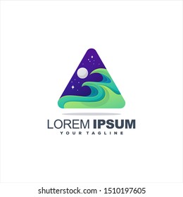 awesome gradient waves logo design