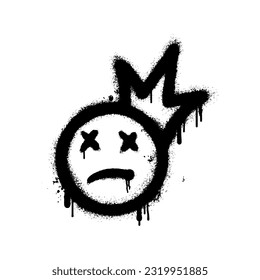 awesome graffiti smile icon. wear a crown. vector illustration.