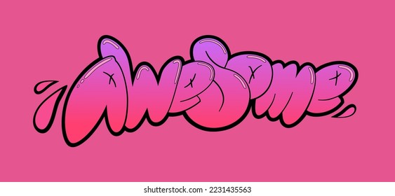 Awesome graffiti style hand drawn lettering. Can be used for t shirt printing, posters, banners, cards, flyers, stickers. Street art design.