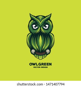 Awesome green owl logo design