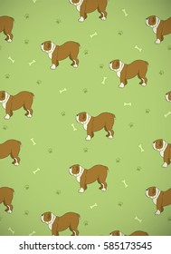 Awesome greeting card. seamless pattern with cute dogs. Breed bulldog. Vector illustration.