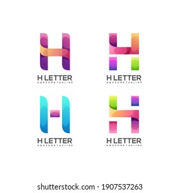 Awesome H Letter set of Logo Colorful Gradient Vector Design Template