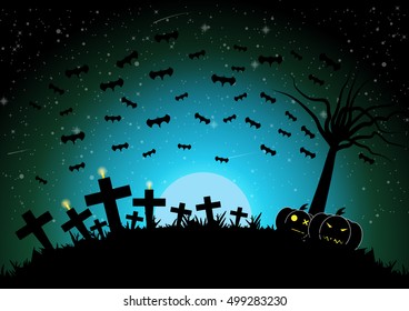 Awesome halloween graveyard background