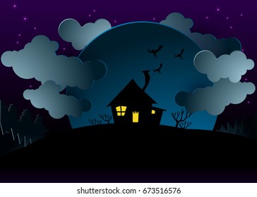 Awesome Halloween house with a big moon.