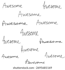 Awesome. Handwriting and scribbles. Isolated background.