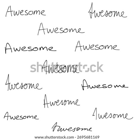Awesome. Handwriting and scribbles. Isolated background.