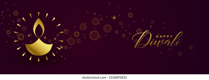 awesome happy diwali festival golden banner design