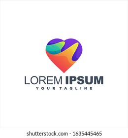 awesome heart gradient logo design