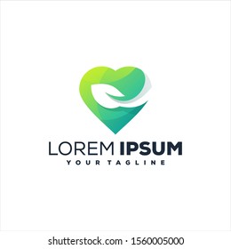 awesome heart leaf logo design