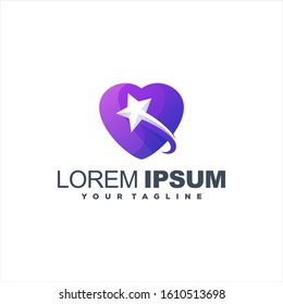 awesome heart star logo design