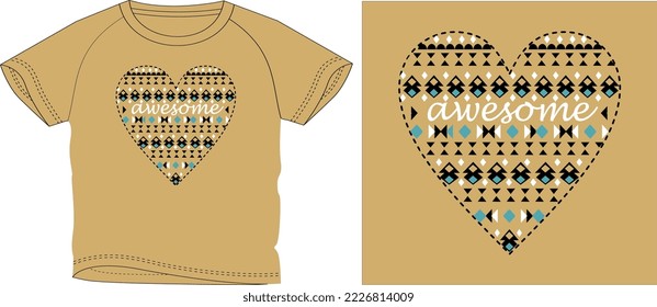 AWESOME HEART t shirt graphic design vector illustration \