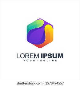 awesome hexagon gradient logo design